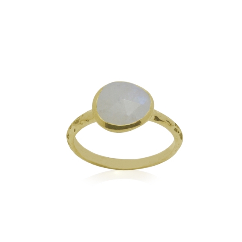 zilver vergulde regenboog maansteen ring R5g-077RM